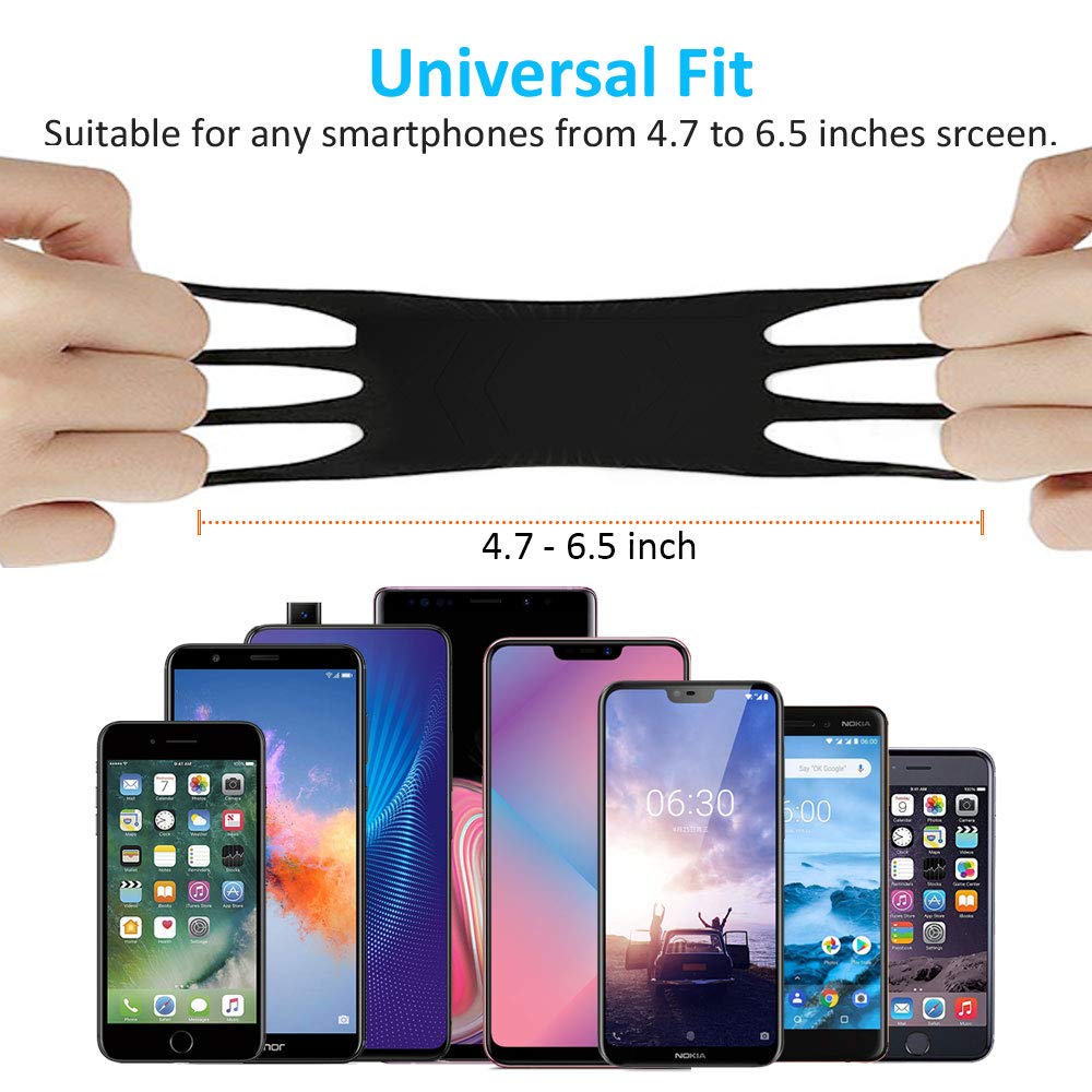 S10 360°Rotatable Forearm Mobile Phone Holder For Running Compatible with iPhone 8 X Xr Xs Max 7/8 Plus Samsung S9 Charcoal VUP Universal Running Armband plus 